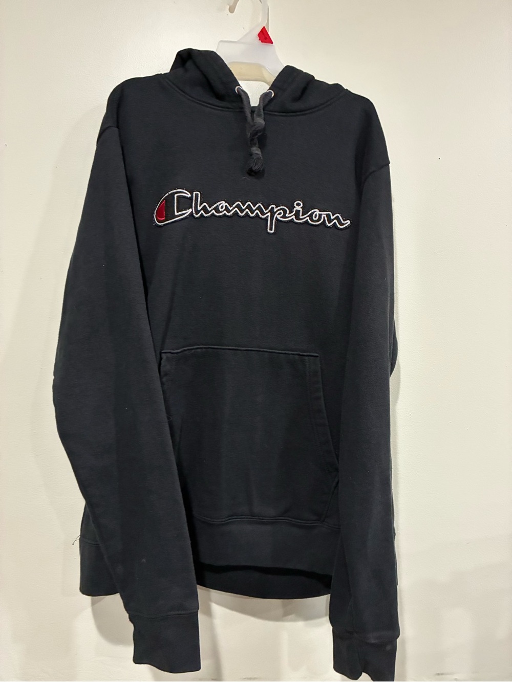 Champion Men’s Black Crewneck Hoodie with Script Logo